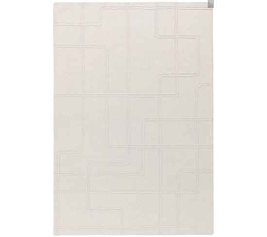 Tapis De Salon Pure Laine Linea En Laine - Blanc - 200x300 Cm