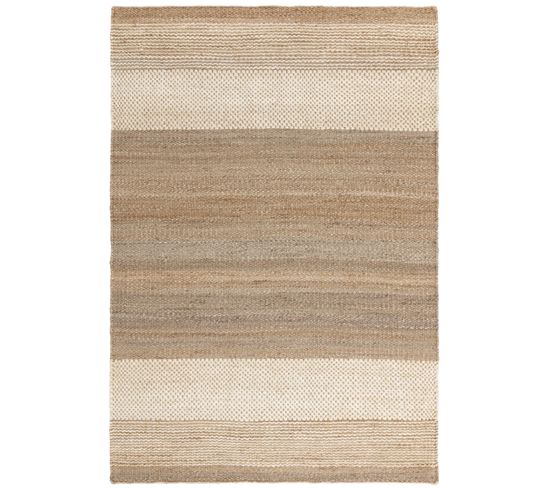 Tapis De Salon Pure Jute Banyan En Jute - Blanc - 200x290 Cm