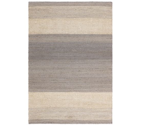 Tapis De Salon Pure Jute Banyan En Jute - Gris - 200x290 Cm