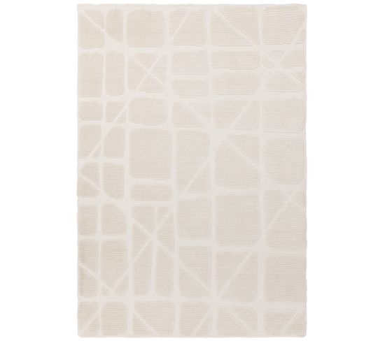 Tapis De Salon Tissé Plat Fjord En Polyester - Beige - 80x150 Cm