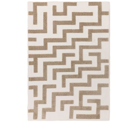 Tapis De Salon Tissé Plat Loch En Polyester - Marron - 160x230 Cm