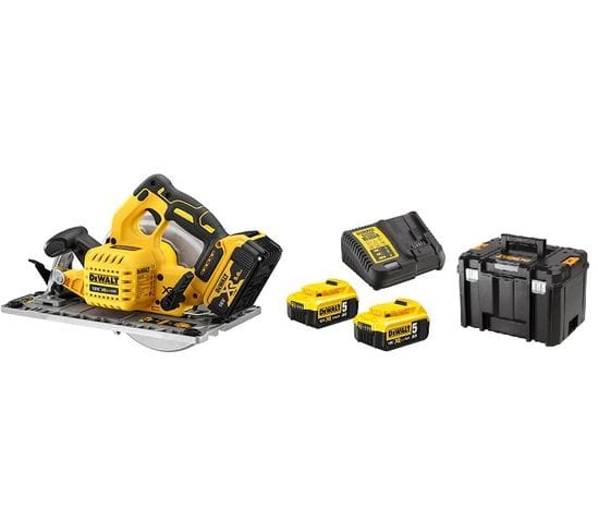 Scie Circulaire Xr 18v + 2 Batteries 5 Ah + Chargeur En Coffret Tstak - Dewalt - Dcs572p2-qw