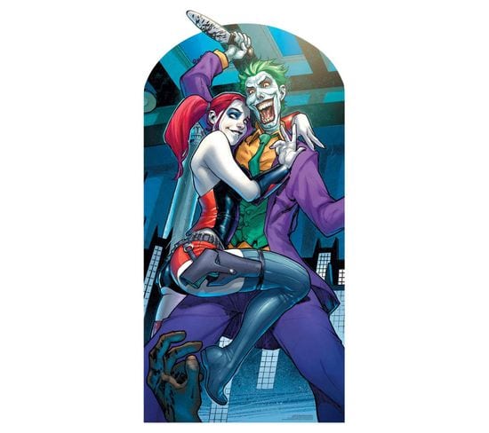 Figurine En Carton Passe-tete Harley Quinn Et Le Joker Classic Dc Comics Hauteur 167 Cm