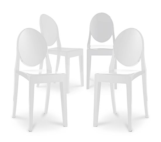 X4 Chaise à Manger Victoire Design Transparent Blanc