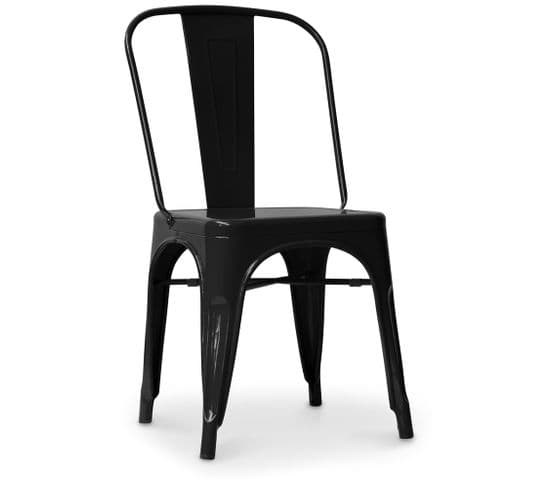 Chaise De Salle à Manger Bistrot Metalix Design Industriel Carré En Métal - Noir