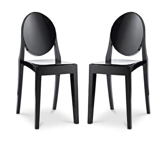 Lot De 2 Chaises De Salle à Manger Transparentes - Victoire  Noir