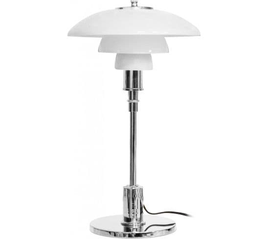 Lampe De Bureau Pl 3/2 - Acier/verre Opalin Acier