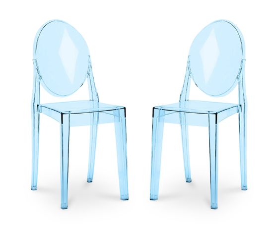 Lot De 2 Chaises De Salle à Manger Transparentes - Victoire  Bleu Transparent