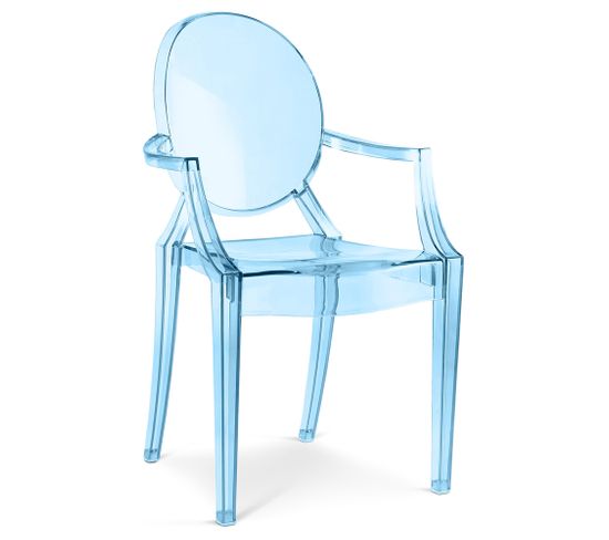 Chaise De Salle à Manger Transparente - Design Avec Accoudoirs - Louis King Bleu Transparent