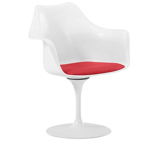 Chaise De Salle à Manger Avec Accoudoirs - Chaise Pivotante Blanche - Tulipan Rouge