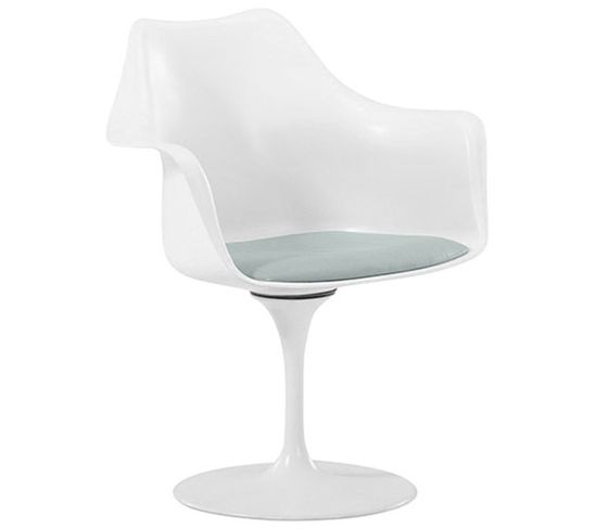 Chaise De Salle à Manger Avec Accoudoirs - Chaise Pivotante Blanche - Tulipan Gris Clair