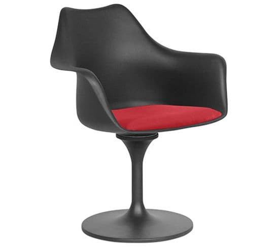 Chaise De Salle à Manger Avec Accoudoirs - Chaise Pivotante Noire - Tulipa Rouge