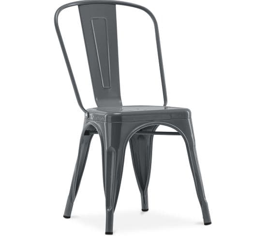 Chaise à Manger Bistrot Design Industriel Metalix 5kg -  Gris Foncé