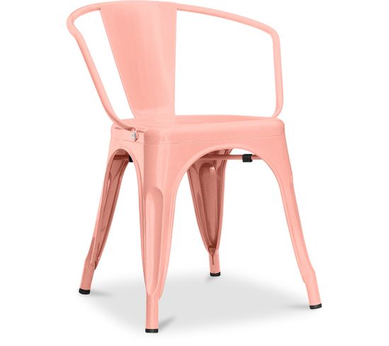 Chaise Bistrot Metalix Avec Accoudoirs - Métal Orange Pâle