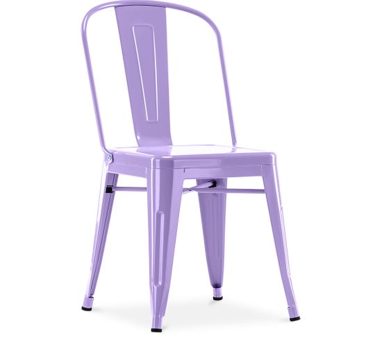 Chaise Style Bistrot Metalix - Siège Carré - Métal Violet Pastel