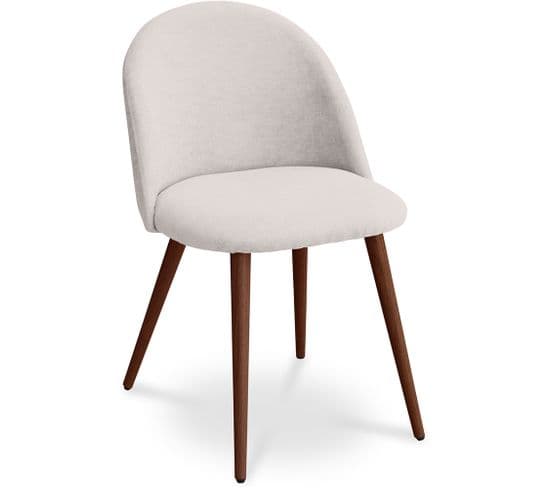 Chaise De Salle à Manger - Tapissée En Tissu - Style Scandinave - Bennett Crème