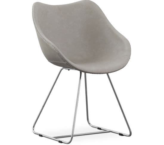 Chaise De Salle à Manger Pu Design Gris Clair