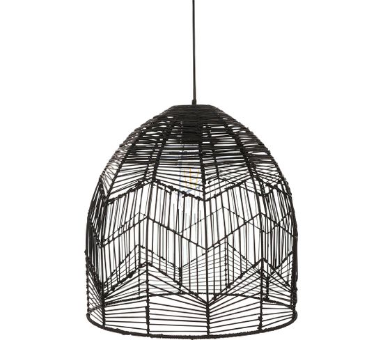 Lampe Suspendue Style Boho Bali En Rotin Naturel - Huy Noir