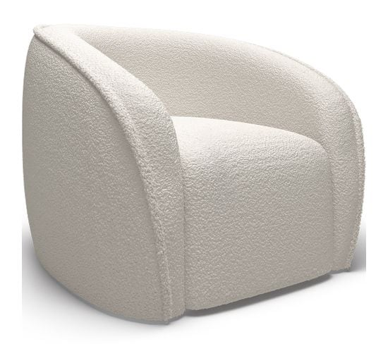 Fauteuil Blanc En Bouclette Fausse Fourrure Tapissée - Boucles Blanches - Recira Blanc