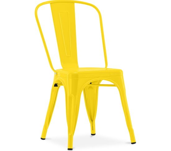 Chaise De Salle à Manger Bistrot Metalix Design Industriel En Métal - Jaune