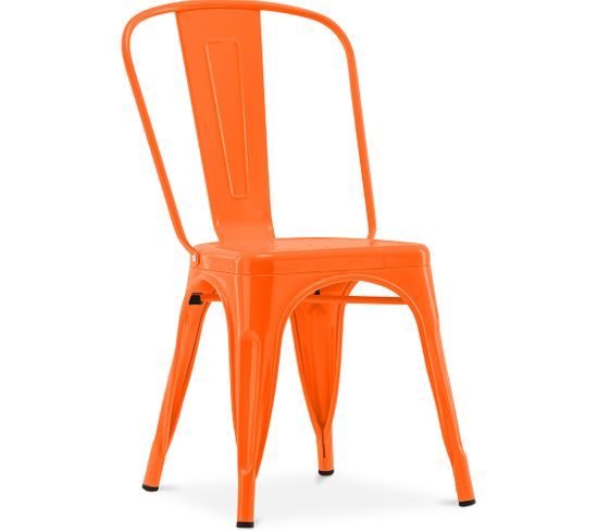 Chaise De Salle à Manger Bistrot Metalix Design Industriel En Métal - Orange