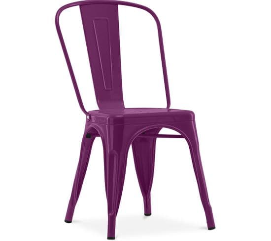 Chaise De Salle À Manger Bistrot Metalix Design Industriel En Métal - Violet