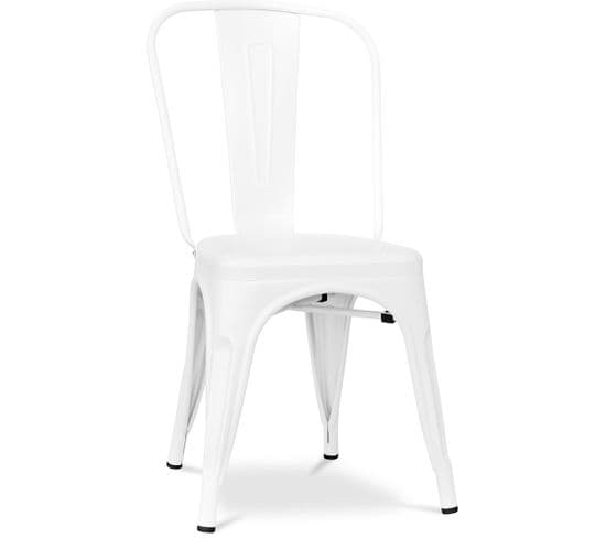 Chaise De Salle à Manger Bistrot Metalix Design Industriel En Métal Mat - Blanc