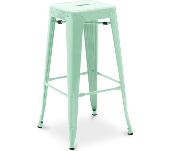 Tabouret De Bar - Design Industriel - 76cm - Metalix Menthe