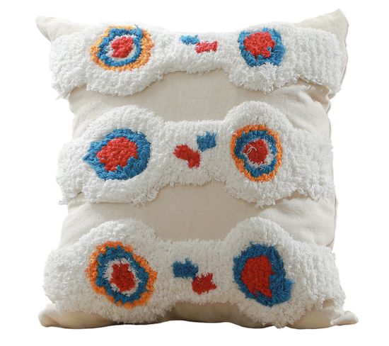 Coussin Carré En Coton Style Bohème (45x45 Cm) Housse + Remplissage - Veras Multicolore