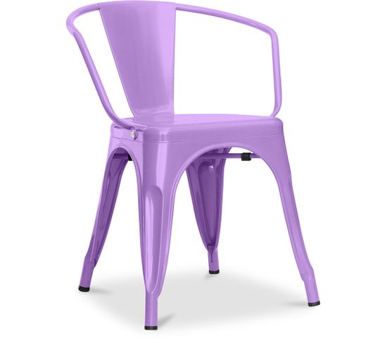 Chaise Bistrot Metalix Avec Accoudoirs - Métal Violet Clair