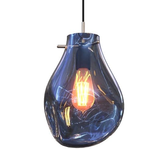 Lampe Suspendue Design Moderne, Verre Fumé - Nerva Bleu