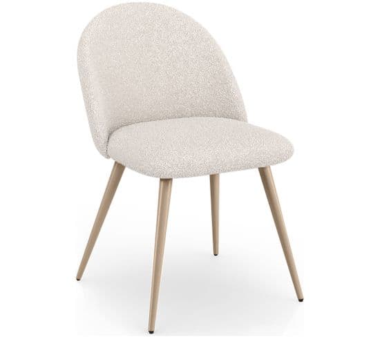 Chaise De Salle à Manger Rembourrée Bouclé Design Nordique - Bennett Blanc