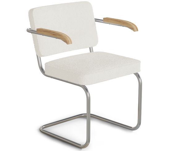 Chaise De Salle À Manger Bouclée Avec Accoudoirs - Nui Blanc