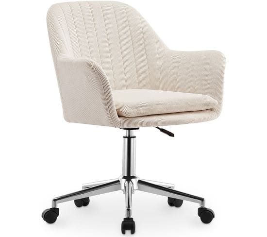 Chaise De Bureau Pivotante Avec Accoudoirs - Venia Beige