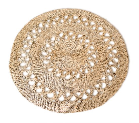 Tapis Rond En Jute - Boho Bali - 150 Cm - Nylah Naturel