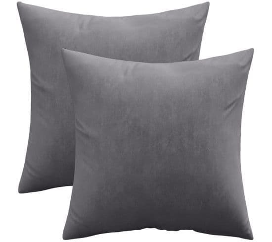 Lot De 2 Coussins En Velours - Housse Et Garnissage -  Lenay Gris Foncé