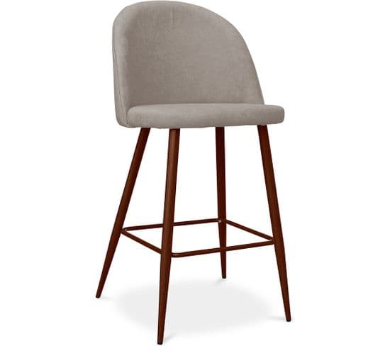 Tabouret Rembourré En Tissu - Design Scandinave - 63cm - Bennett Taupe