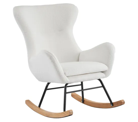 Fauteuil à Bascule Chaise À Bascule Rocking Chair Fauteuil Relax  En Blanc