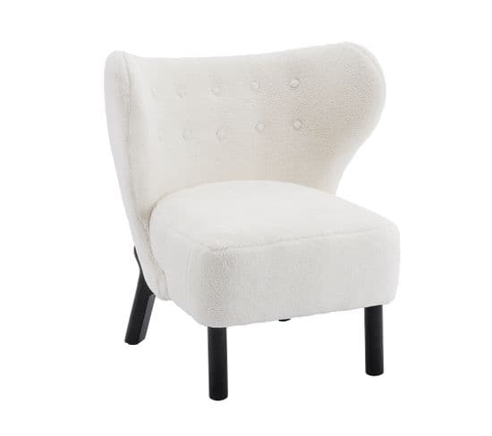 Fauteuil Fixe Velours Peluche Blanc