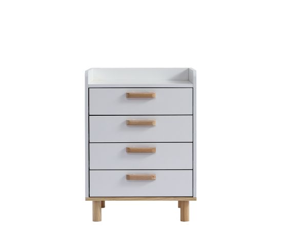 Buffet Commode Avec 4 Tiroirs Blanc