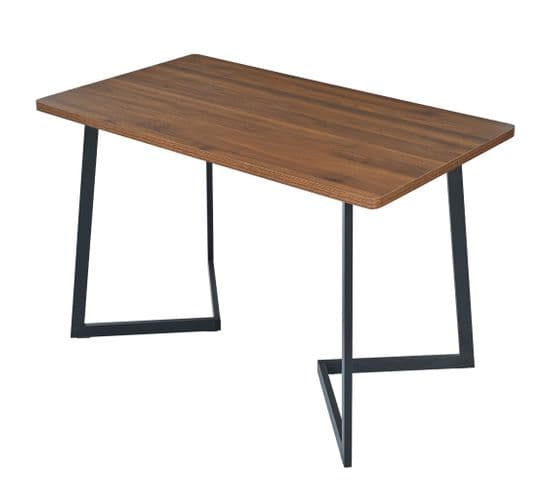 Table à Manger 117 X 68 Cm Avec Pieds En Métal Noir Et Plateau En Noyer