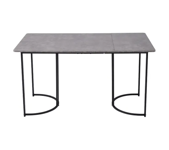 Table à Manger 140 X 80 Cm Avec Pieds En Métal Noir Et Plateau Gris