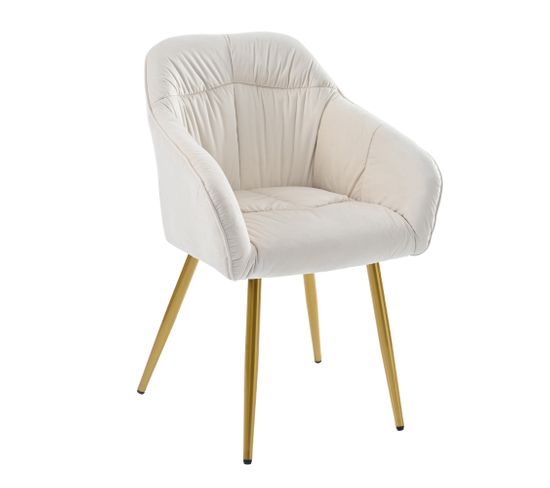 Lot De 2 Chaises Avec Pieds En Métal Et Coussins En Velours Beige