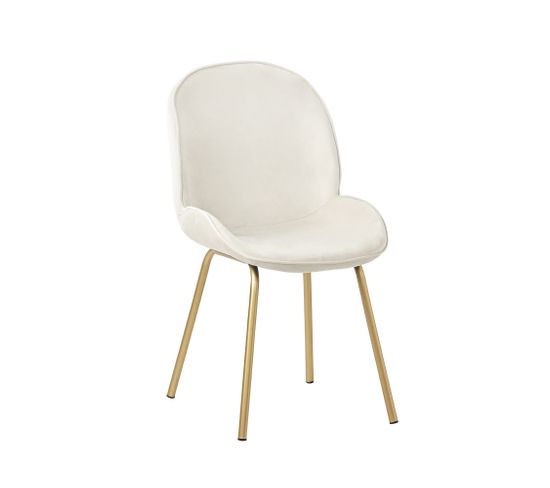 Lot De 2 Chaises Avec Pieds En Métal Et Coussins En Velours Blanc