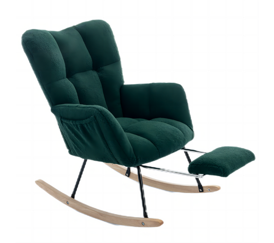 Fauteuil à Bascule Rocking Chair Fauteuil Relax Avec Repose-pieds Extractible, Vert