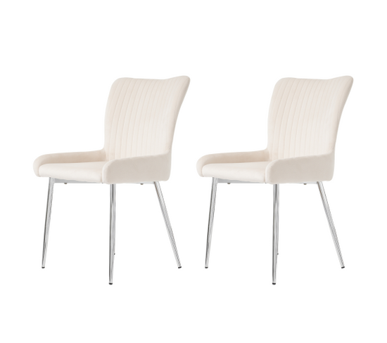 Lot De 2 Chaises Avec Pieds En Métal En Velours Beige