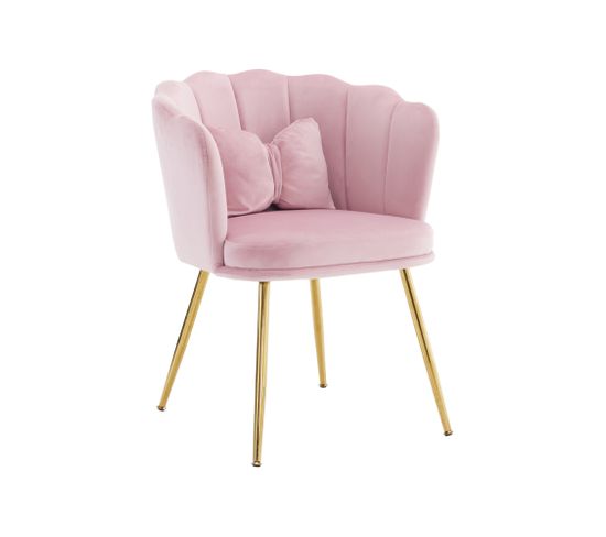 Fauteuil Fixe Avec Coussin Papillon Et Pieds En Métal Rose