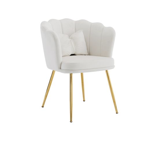 Fauteuil Fixe Avec Coussin Papillon Et Pieds En Métal Beige