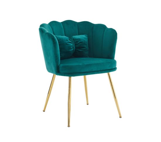 Fauteuil Fixe Avec Coussin Papillon Et Pieds En Métal Vert