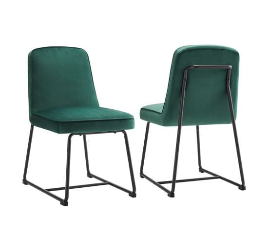 Lot De 2 Chaises En Velours Avec Structure En Métal Vert